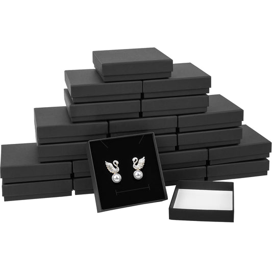 20 pieces of cardboard jewelry gift box, jewelry box packaging, small earring gift box with lid, necklace, ring, bracelet, party (black)