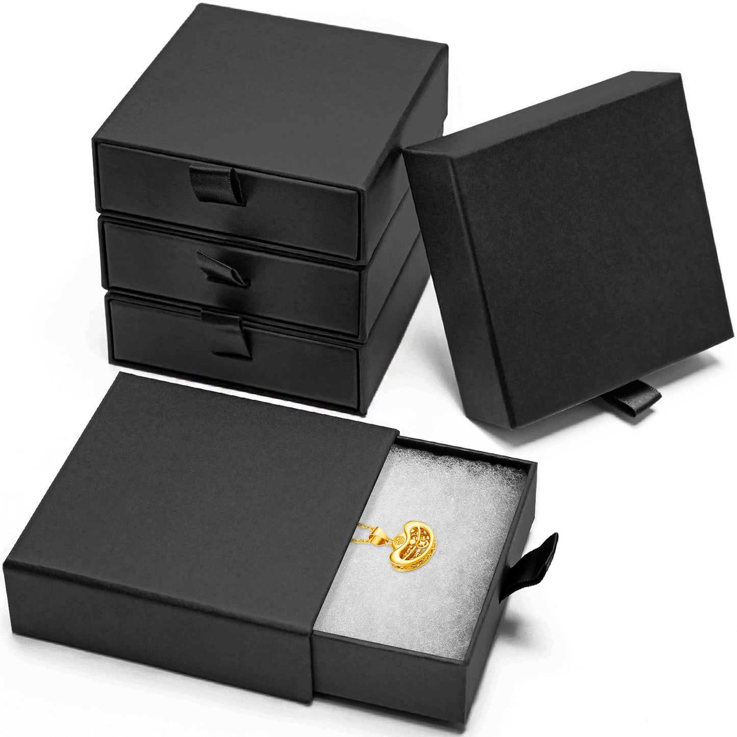 Jewelry gift box with 5 small jewelry box covers, used for necklace, ring, earring display box (black)