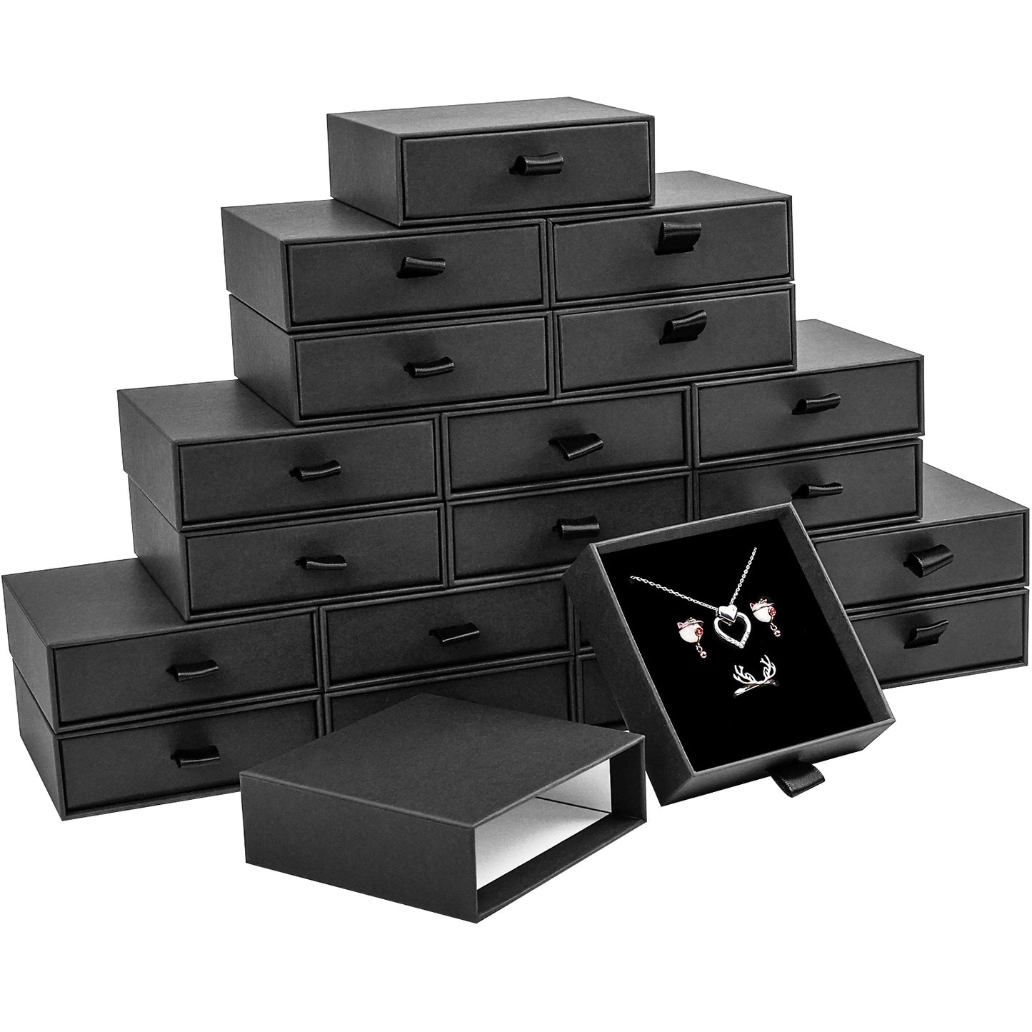 20 pieces of compact drawer style earrings and rings, necklace and bracelet storage box, elegant jewelry display and storage box (black)
