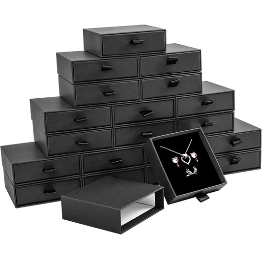 20 pieces of compact drawer style earrings and rings, necklace and bracelet storage box, elegant jewelry display and storage box (black)
