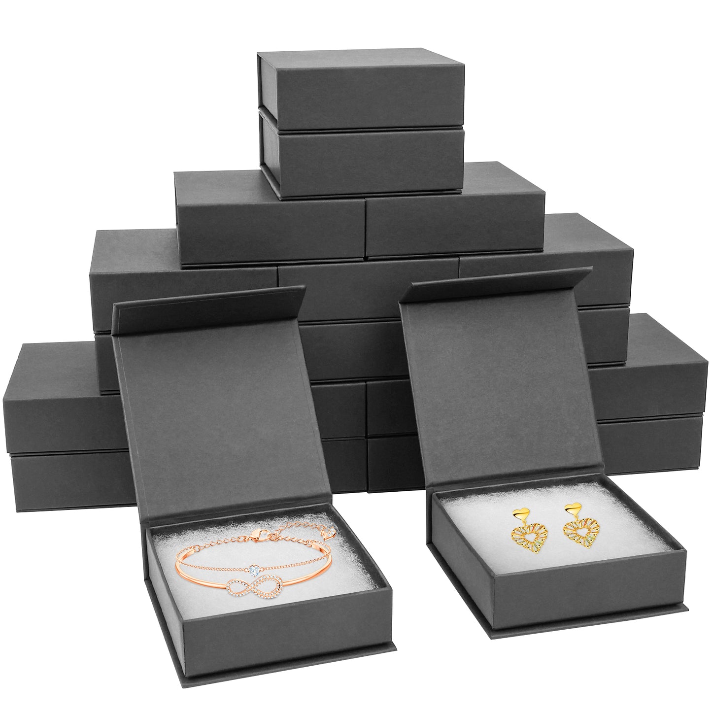 20 small jewelry gift boxes with cotton filling and lids, jewelry storage display boxes, necklaces, earrings, rings, black