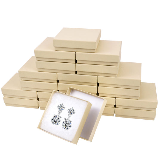 20 pieces of cardboard jewelry gift box, jewelry box packaging, small earring gift box with lid, necklace, ring, bracelet, party (cowhide color)
