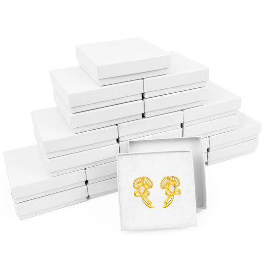 20 pieces of cardboard jewelry gift box, jewelry box packaging, small earring gift box with lid, necklace, ring, bracelet, party (white)