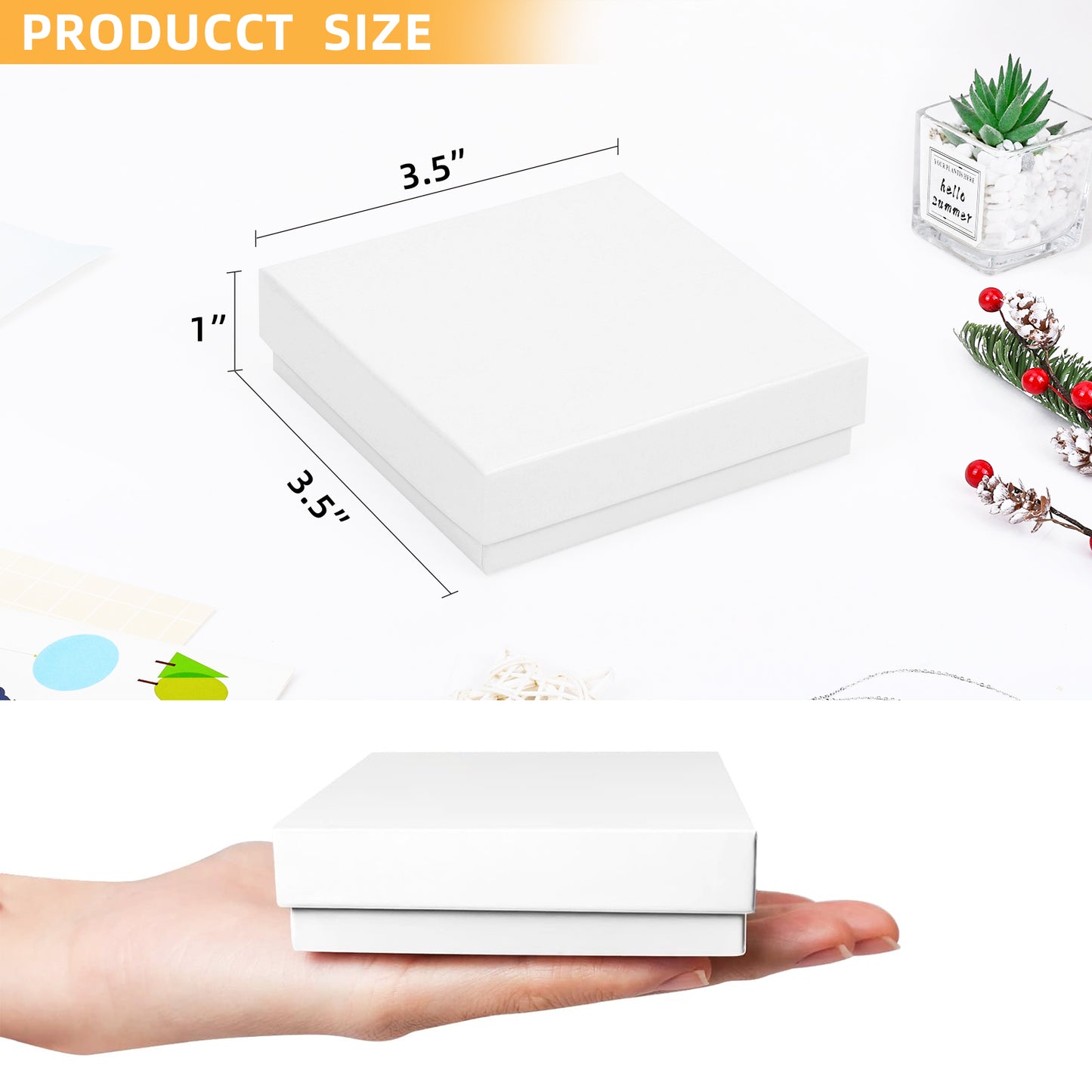 20 pieces of cardboard jewelry gift box, jewelry box packaging, small earring gift box with lid, necklace, ring, bracelet, party (white)