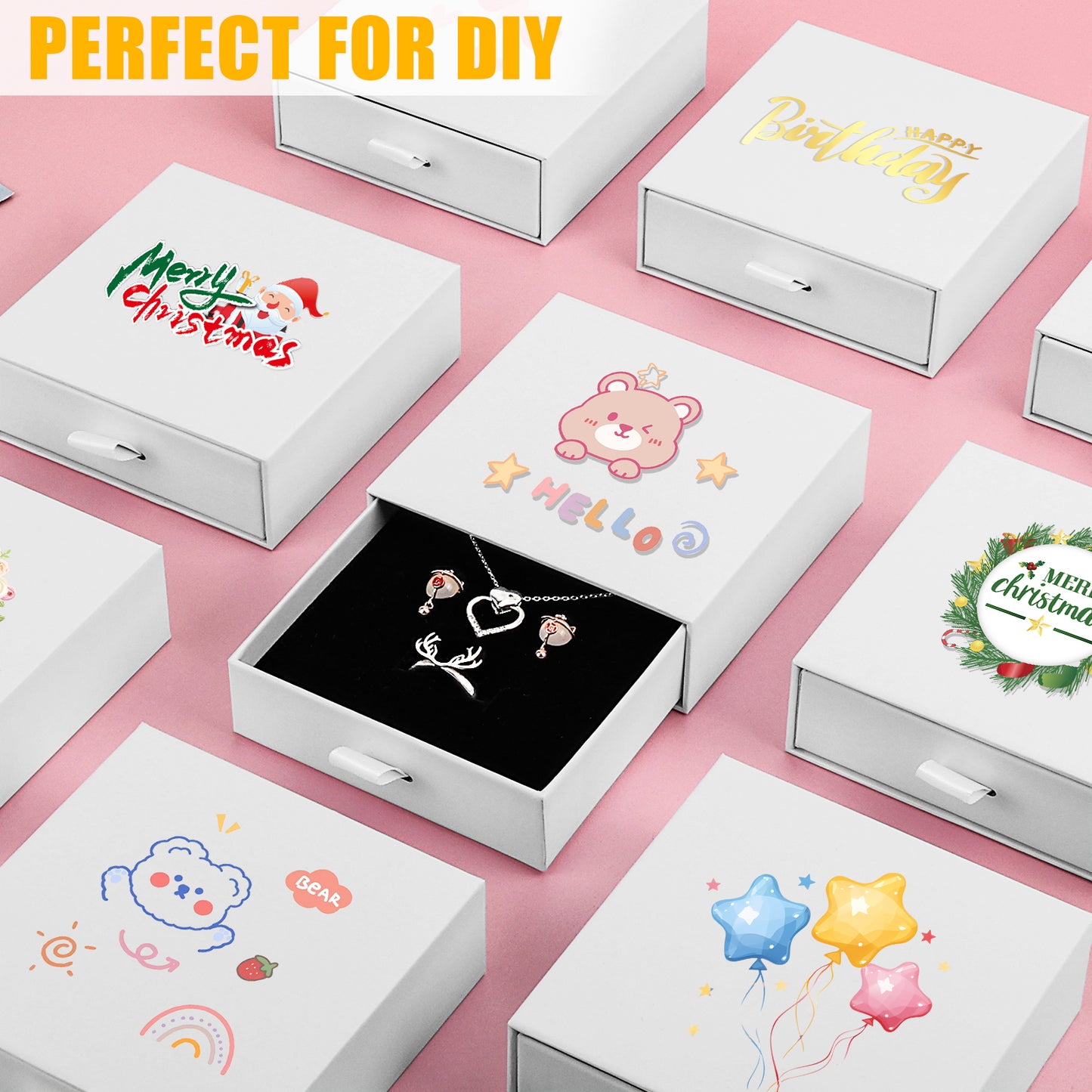 20 pieces of compact drawer style earrings and rings, necklace and bracelet storage box, elegant jewelry display and storage box (white)