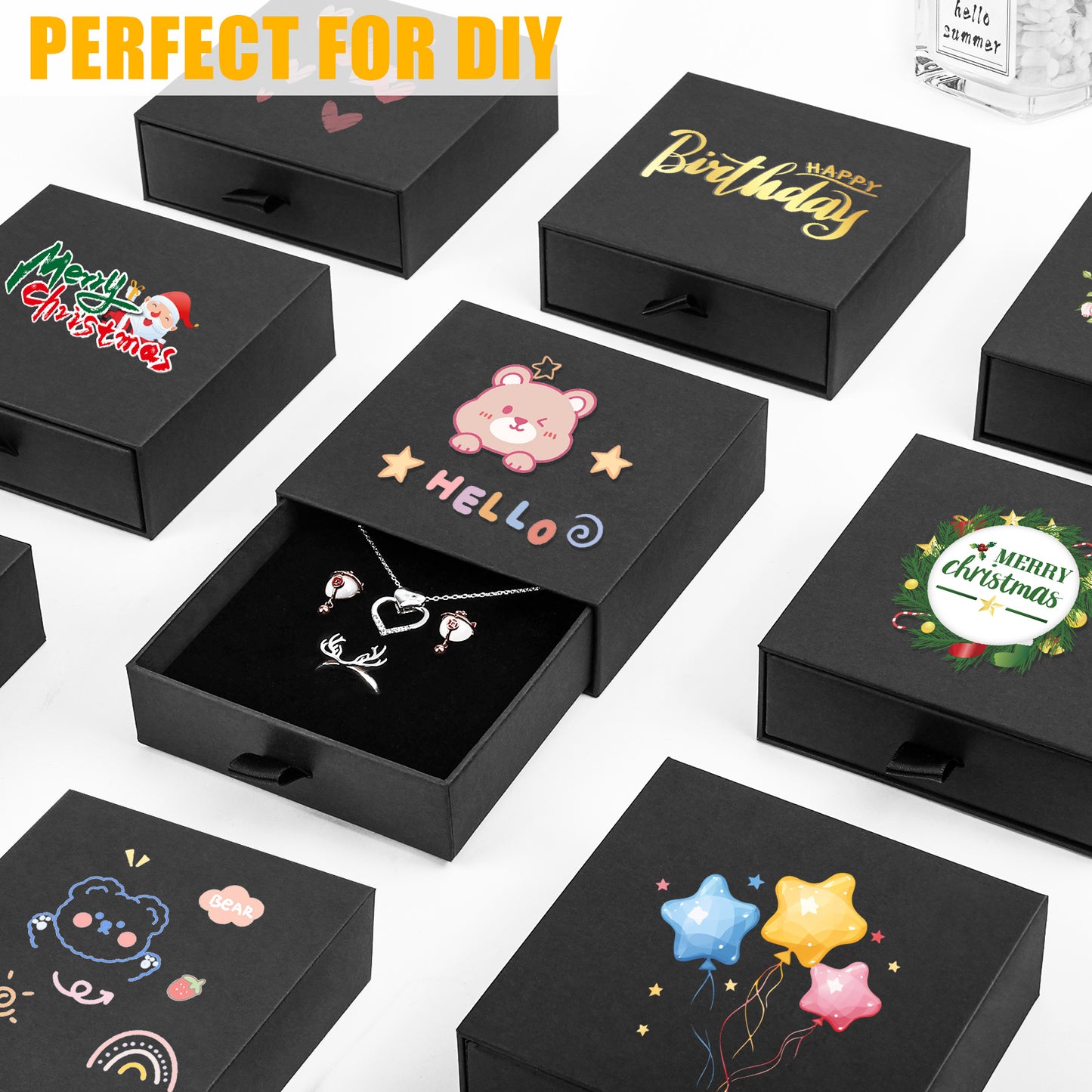 20 pieces of compact drawer style earrings and rings, necklace and bracelet storage box, elegant jewelry display and storage box (black)