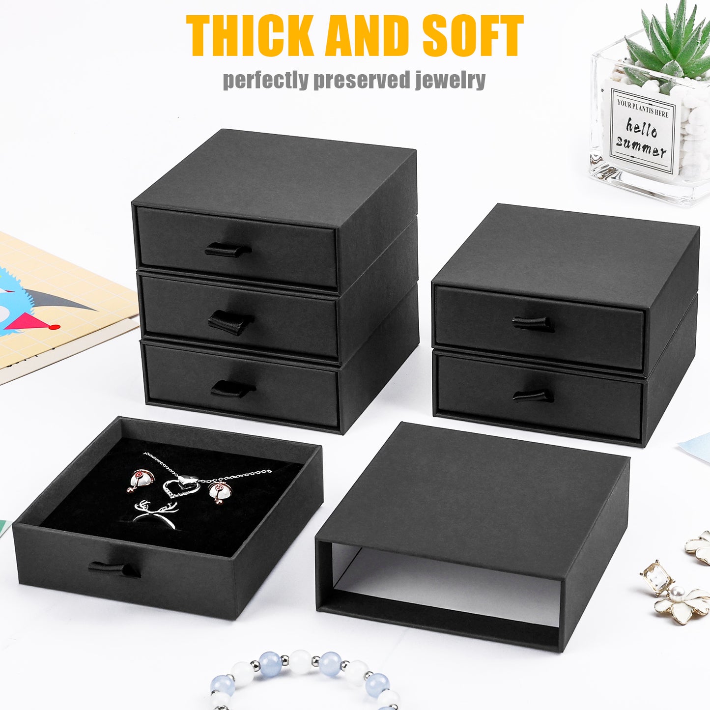 20 pieces of compact drawer style earrings and rings, necklace and bracelet storage box, elegant jewelry display and storage box (black)