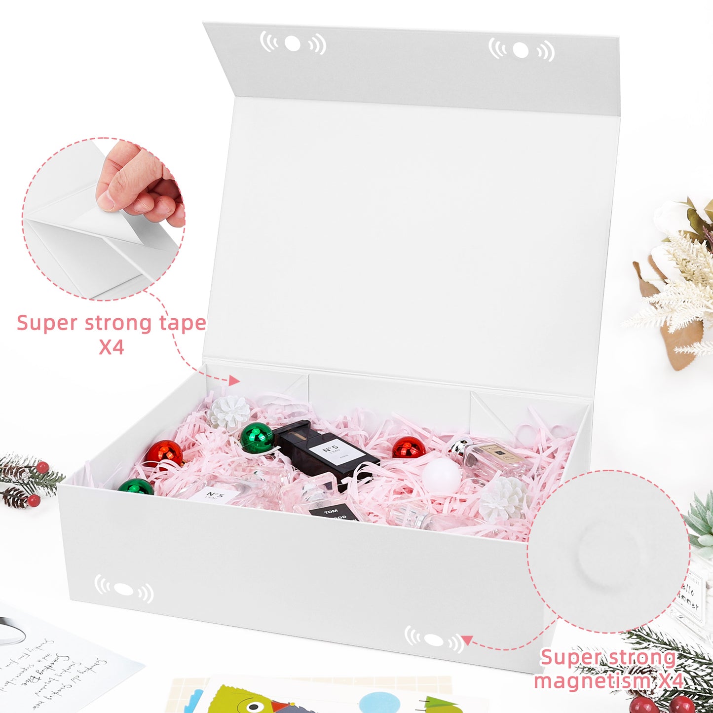 Folding Box White Gift Box Foldable, Suitable for Best Man Proposal Box, Wedding, Christmas, Halloween, Birthday Gift Packaging