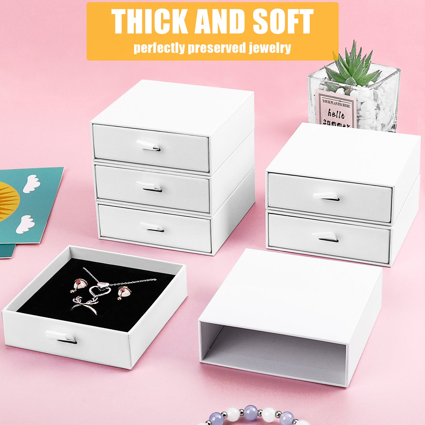 20 pieces of compact drawer style earrings and rings, necklace and bracelet storage box, elegant jewelry display and storage box (white)
