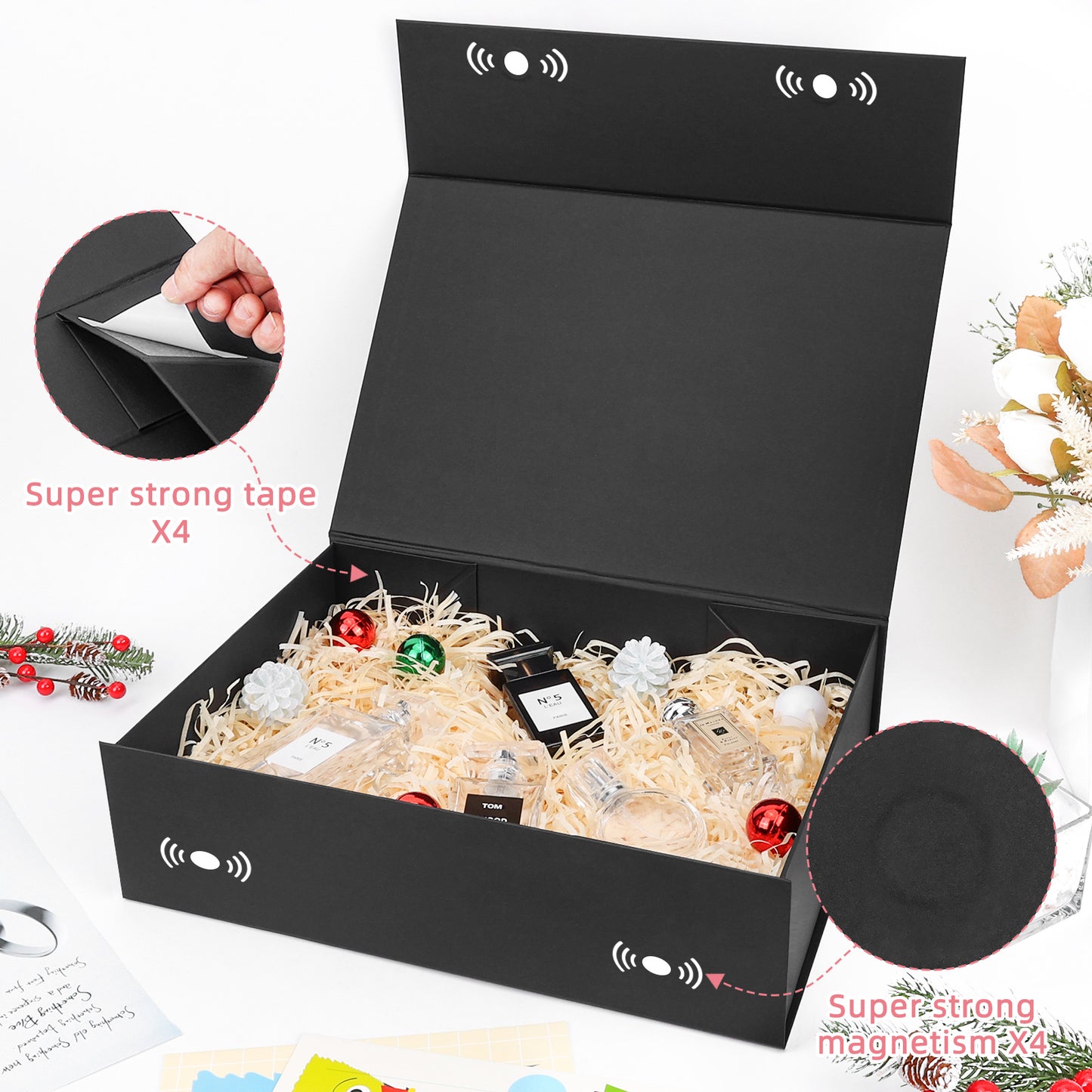 Folding Box Black Gift Box Foldable, Suitable for Best Man Proposal Box, Wedding, Christmas, Halloween, Birthday Gift Packaging