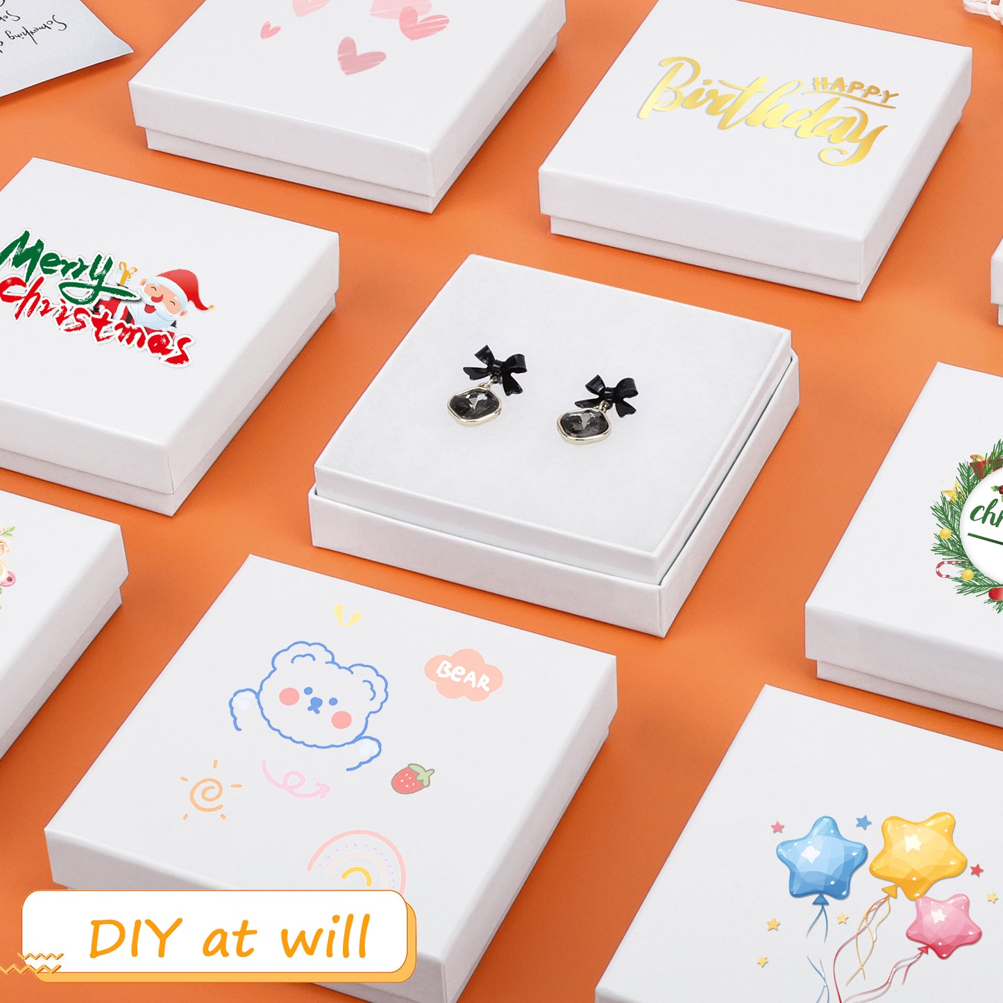 20 pieces of cardboard jewelry gift box, jewelry box packaging, small earring gift box with lid, necklace, ring, bracelet, party (white)