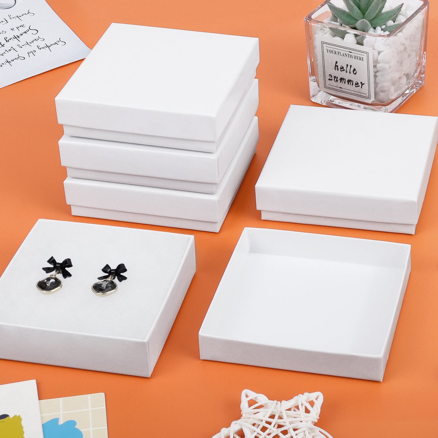 20 pieces of cardboard jewelry gift box, jewelry box packaging, small earring gift box with lid, necklace, ring, bracelet, party (white)