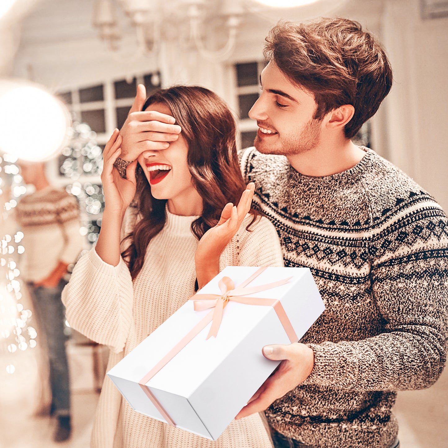 Folding Box White Gift Box Foldable, Suitable for Best Man Proposal Box, Wedding, Christmas, Halloween, Birthday Gift Packaging