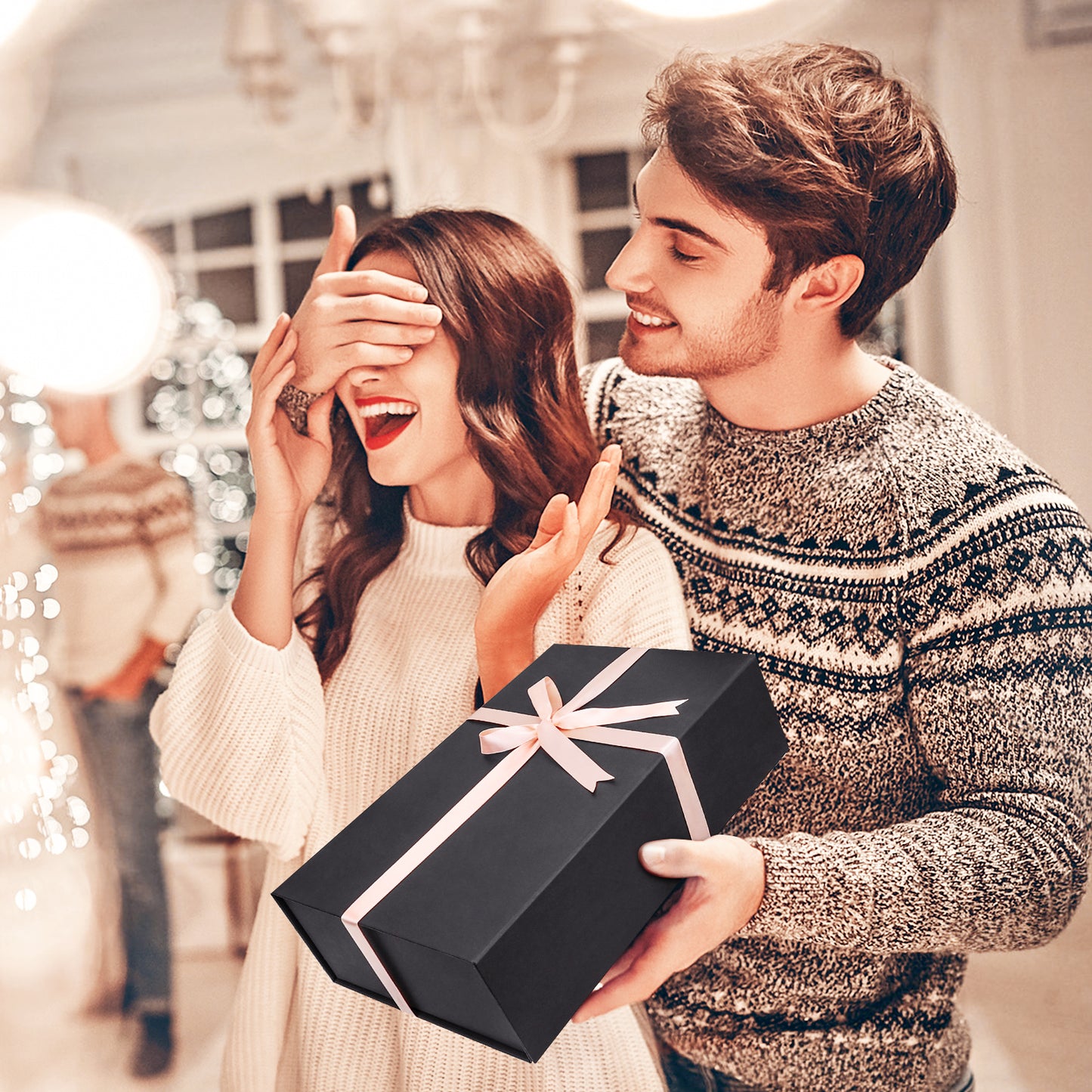 Folding Box Black Gift Box Foldable, Suitable for Best Man Proposal Box, Wedding, Christmas, Halloween, Birthday Gift Packaging
