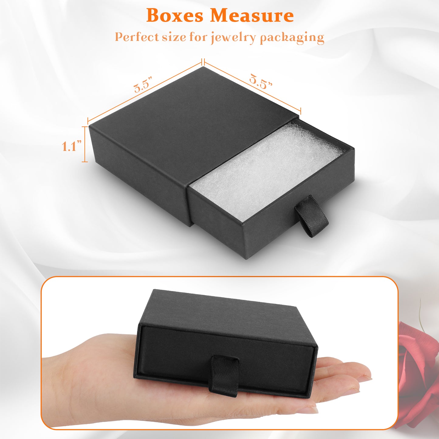 Jewelry gift box with 5 small jewelry box covers, used for necklace, ring, earring display box (black)
