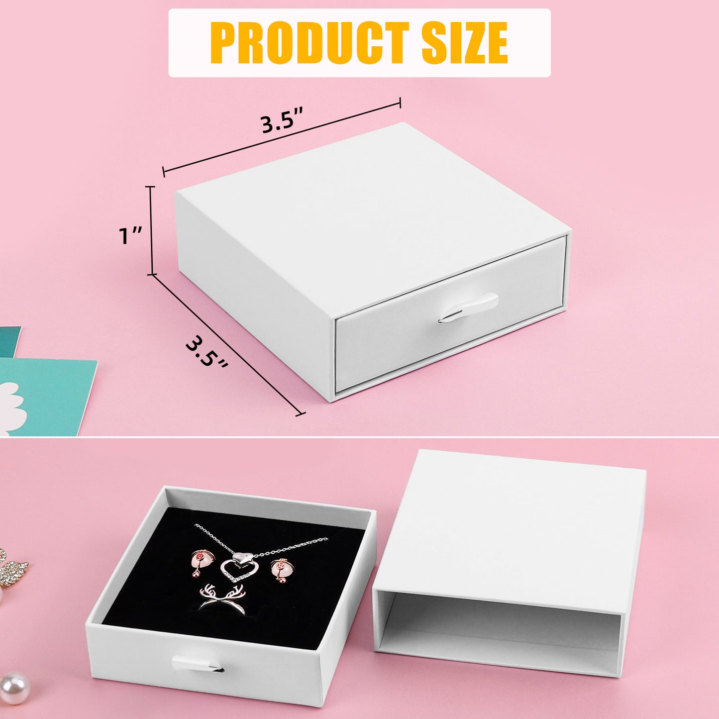 20 pieces of compact drawer style earrings and rings, necklace and bracelet storage box, elegant jewelry display and storage box (white)