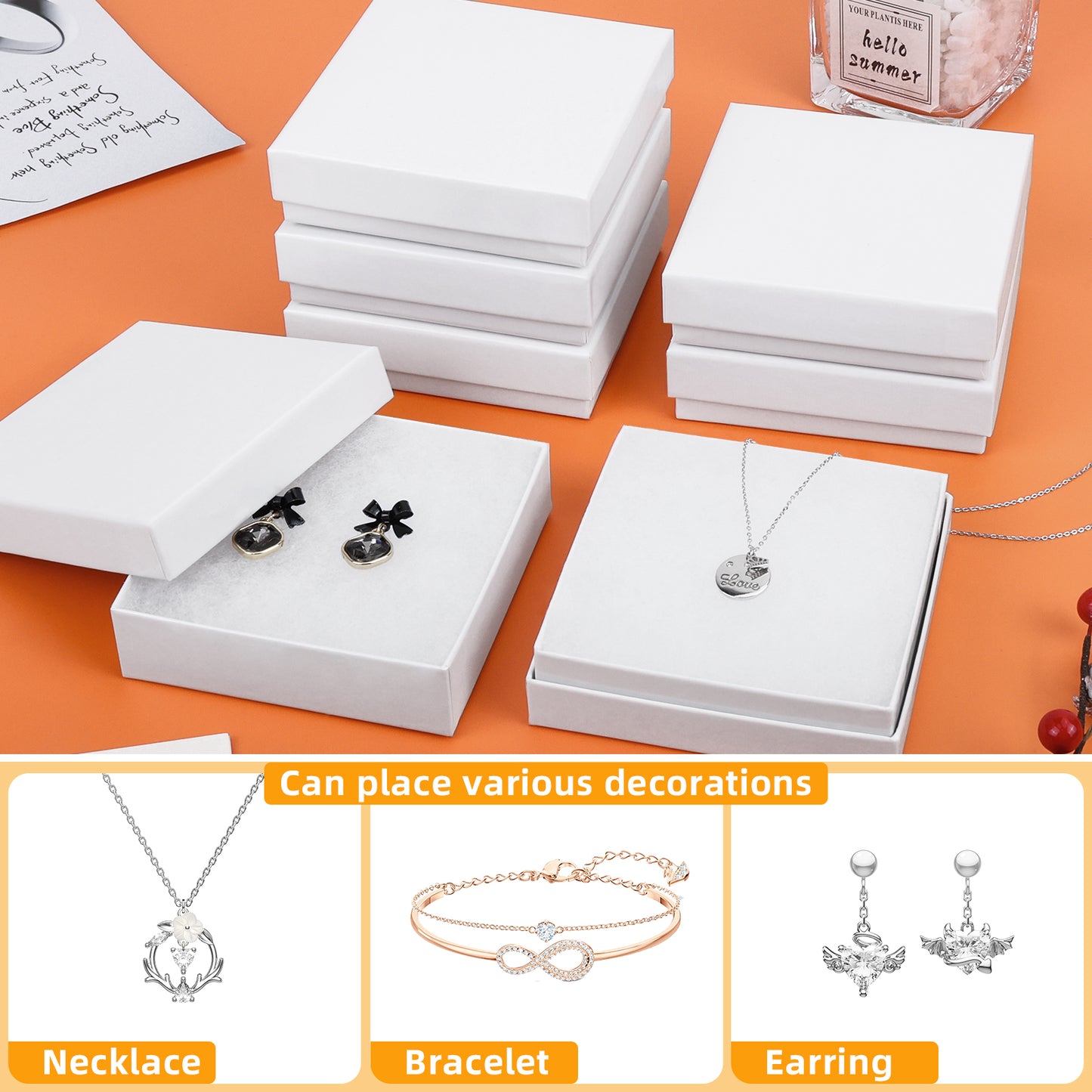 20 pieces of cardboard jewelry gift box, jewelry box packaging, small earring gift box with lid, necklace, ring, bracelet, party (white)