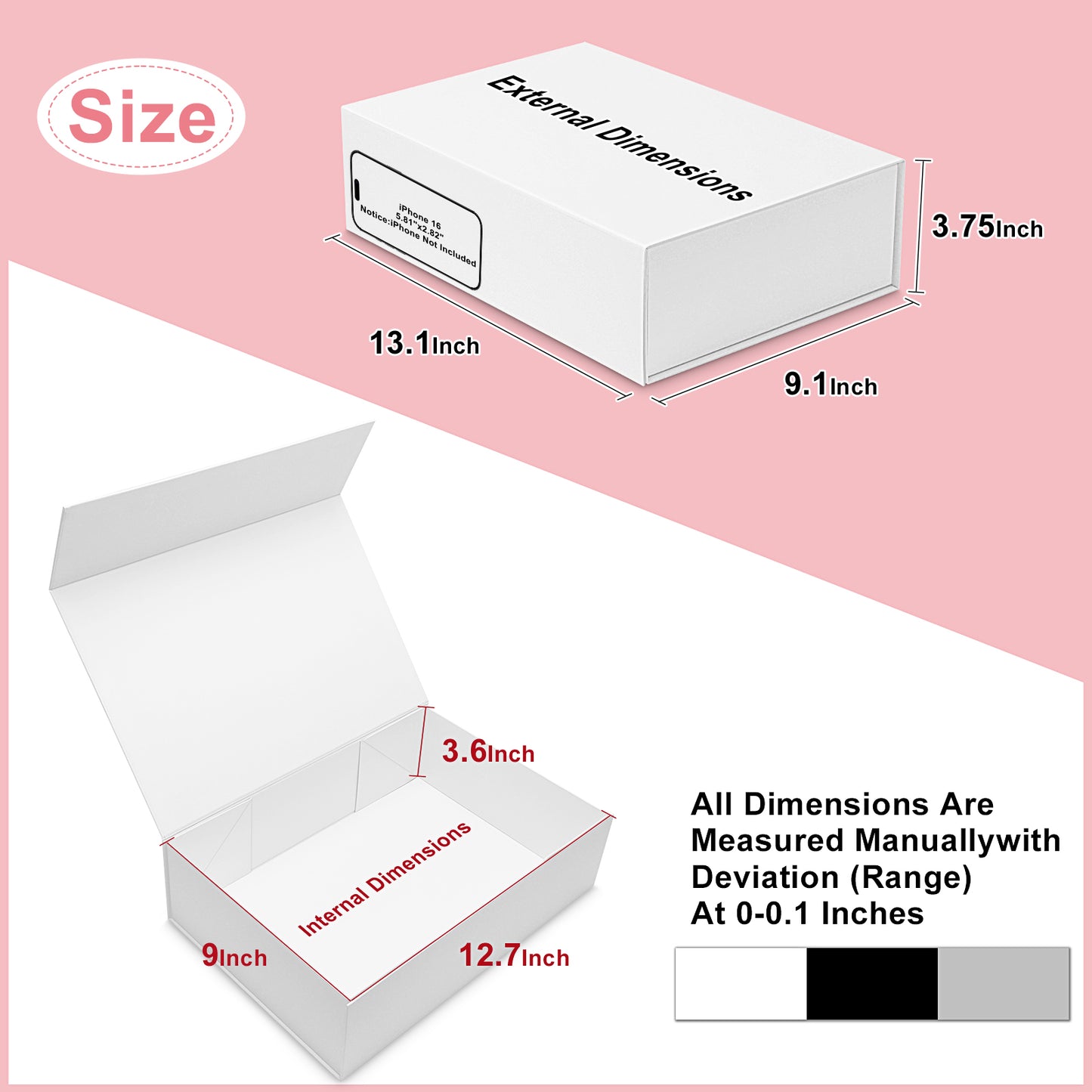 Folding Box White Gift Box Foldable, Suitable for Best Man Proposal Box, Wedding, Christmas, Halloween, Birthday Gift Packaging