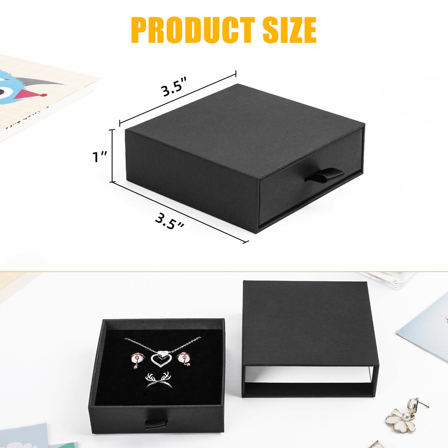 20 pieces of compact drawer style earrings and rings, necklace and bracelet storage box, elegant jewelry display and storage box (black)