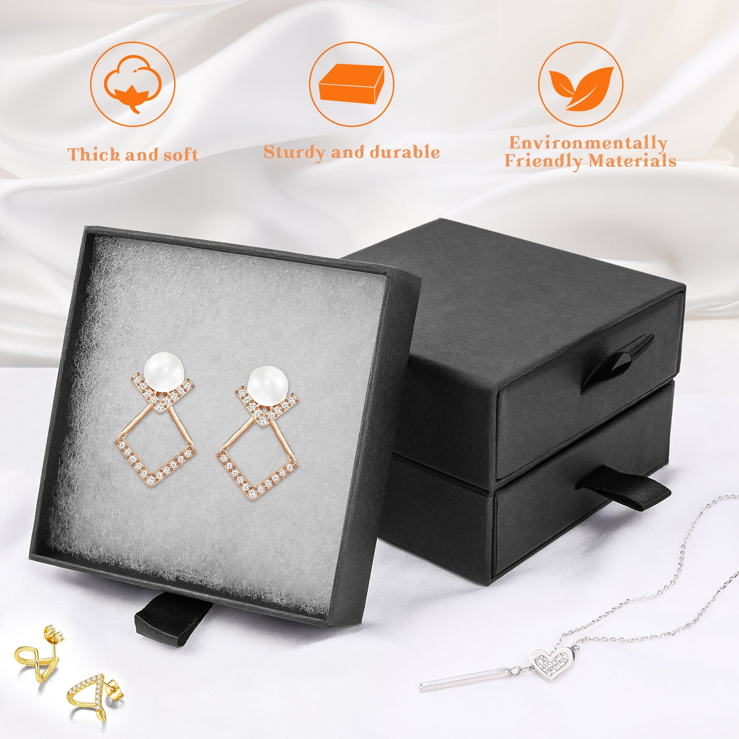 Jewelry gift box with 5 small jewelry box covers, used for necklace, ring, earring display box (black)