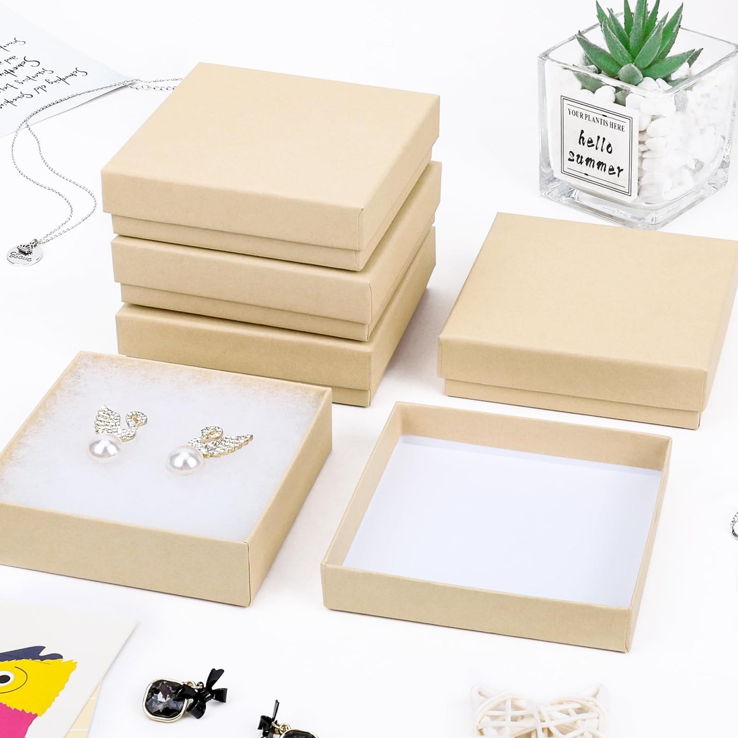 Brown Small Jewelry lid and base Boxes(80pack)