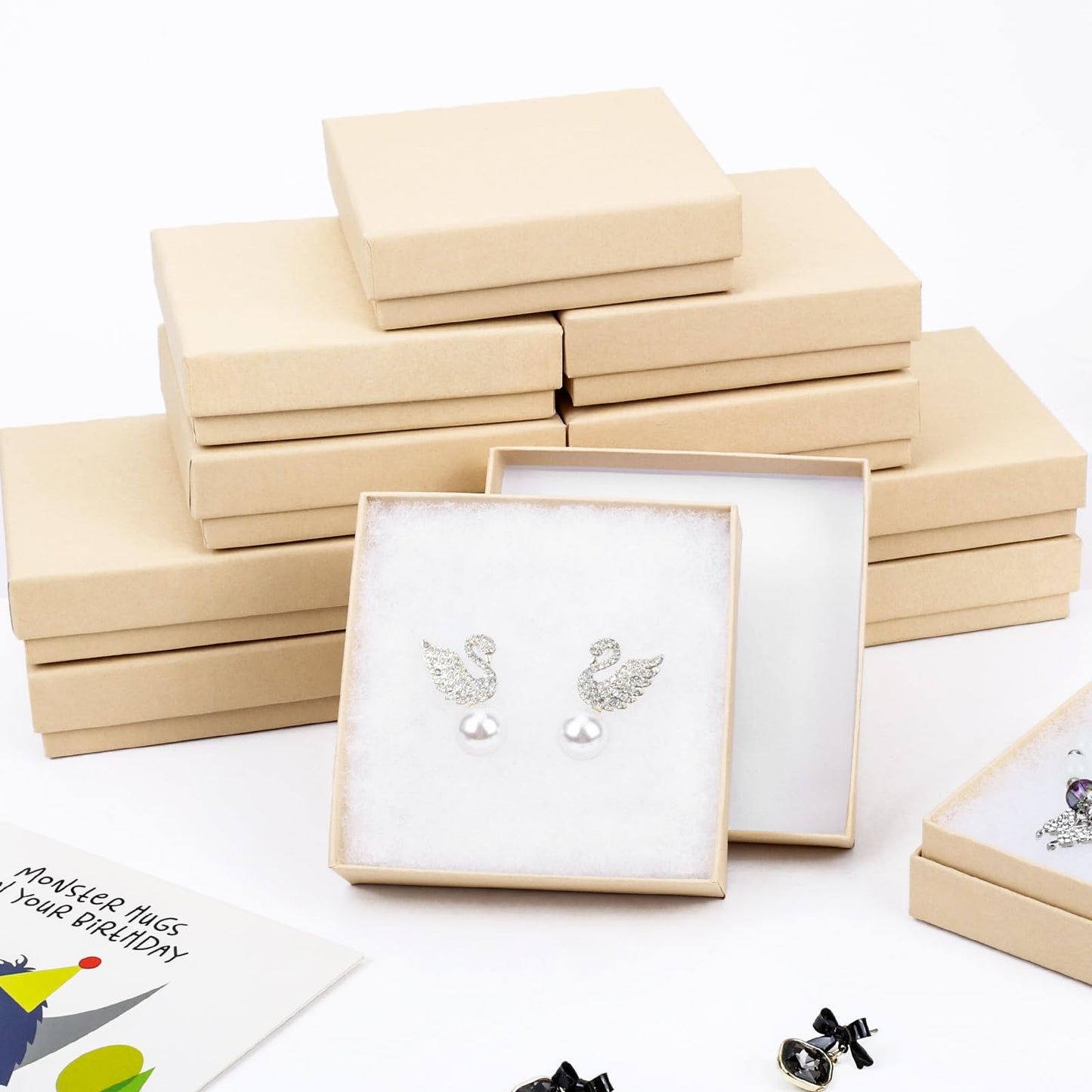 Brown Small Jewelry lid and base Boxes(80pack)