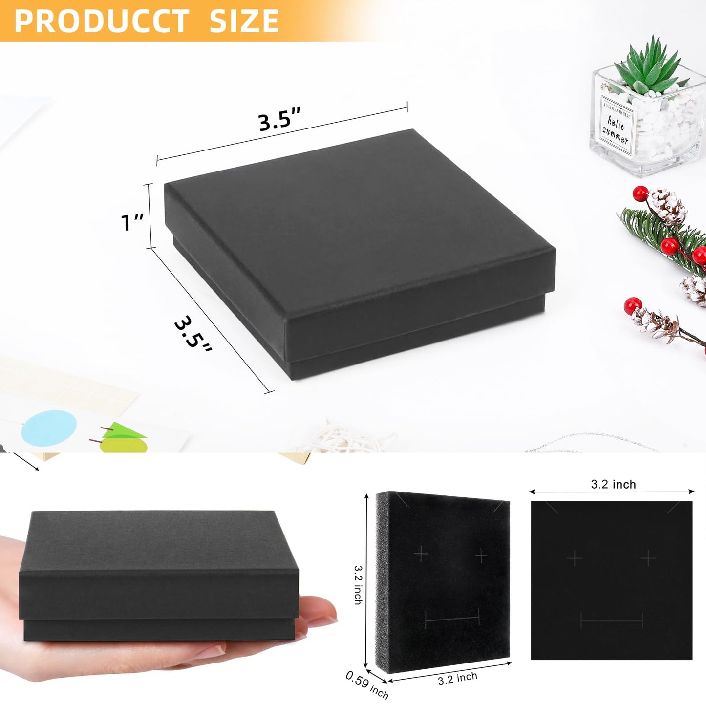 Custom black small jewelry lid and base boxes with logo