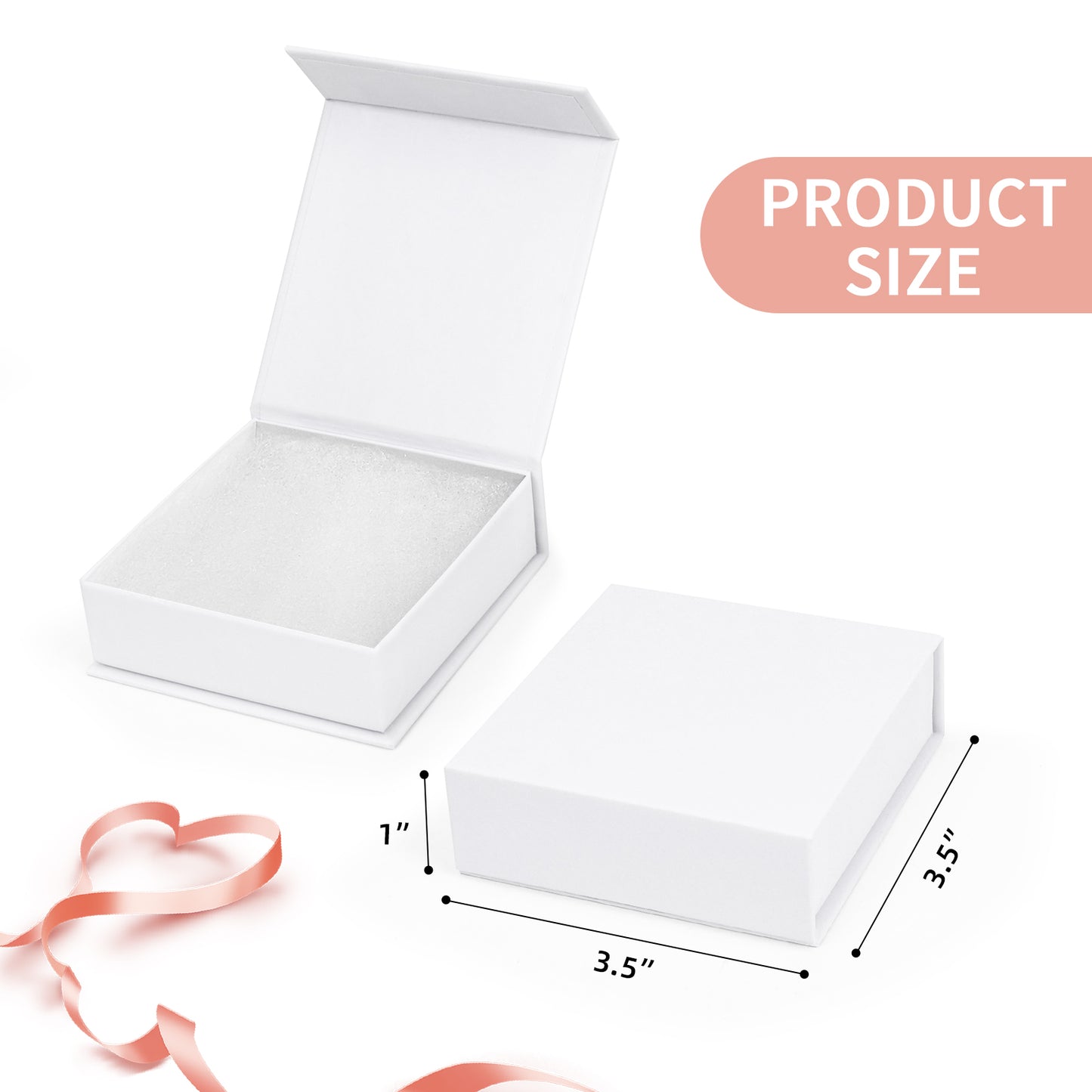 5 cotton filled and covered small jewelry gift boxes, jewelry storage display boxes, necklaces, earrings, rings in white