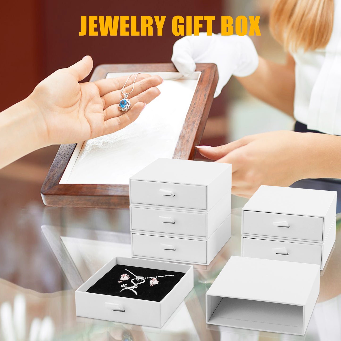 20 pieces of compact drawer style earrings and rings, necklace and bracelet storage box, elegant jewelry display and storage box (white)