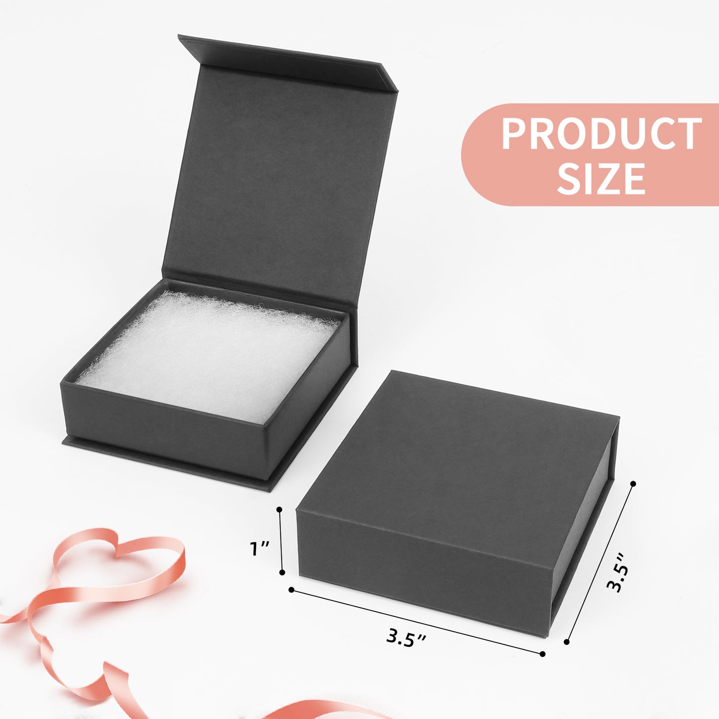 5 small jewelry gift boxes with cotton filling and lid, jewelry storage display box, necklace earring ring, black