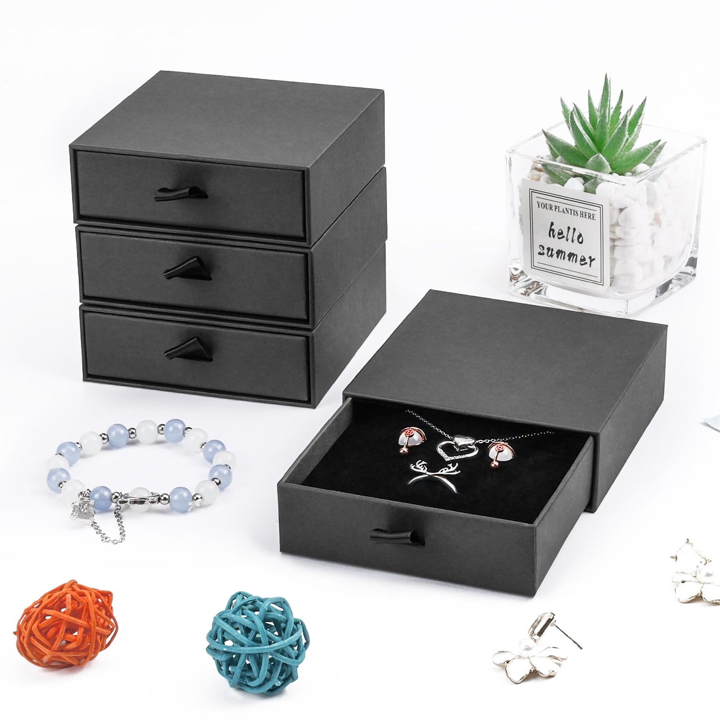 Custom Black Small Jewelry Drawer Boxes With Logo