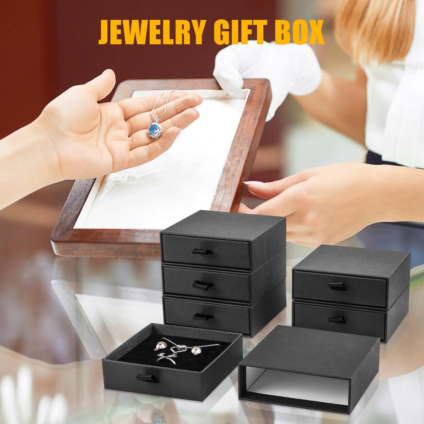 Custom Black Small Jewelry Drawer Boxes With Logo