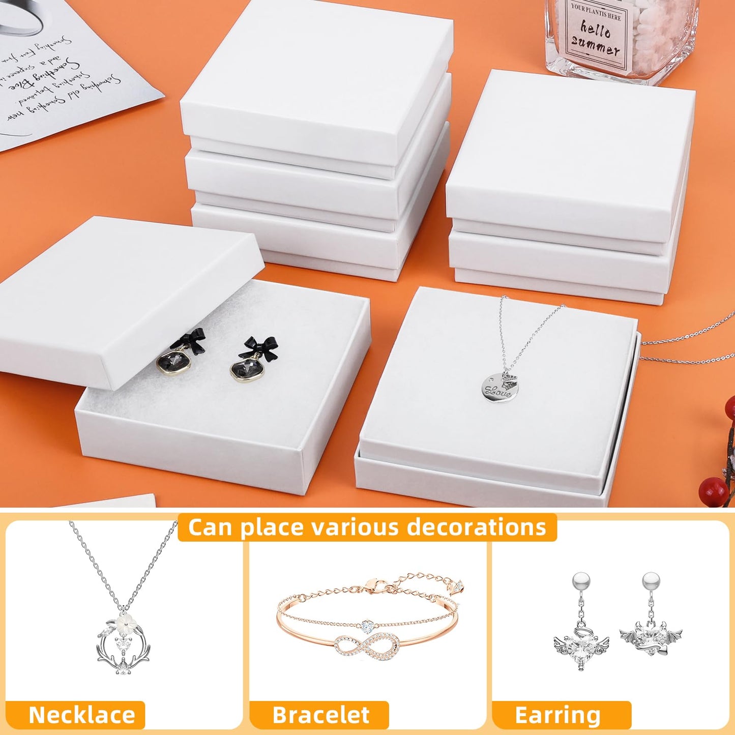 Custom white small jewelry lid and base boxes with logo