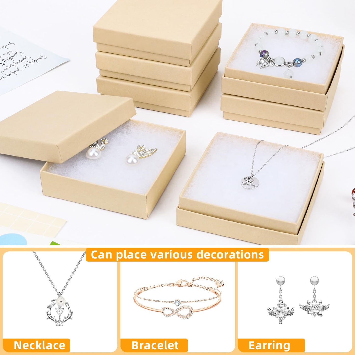 Brown Small Jewelry lid and base Boxes(80pack)