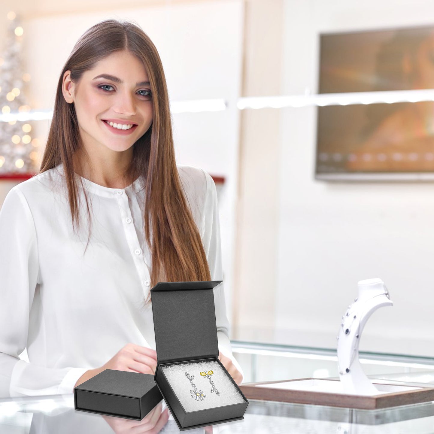 5 small jewelry gift boxes with cotton filling and lid, jewelry storage display box, necklace earring ring, black