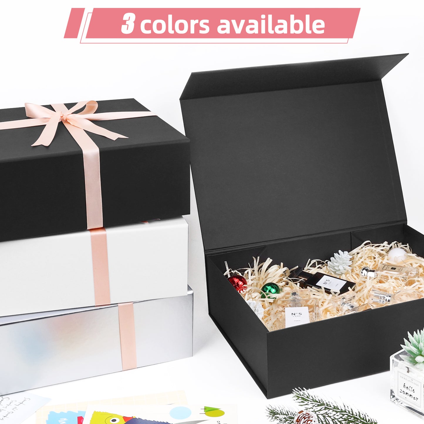 Folding Box Black Gift Box Foldable, Suitable for Best Man Proposal Box, Wedding, Christmas, Halloween, Birthday Gift Packaging